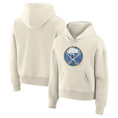 Women's Fanatics Cream Buffalo Sabres Distressed Logo Hoodie