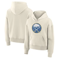 Women's Fanatics Cream Buffalo Sabres Distressed Logo Hoodie