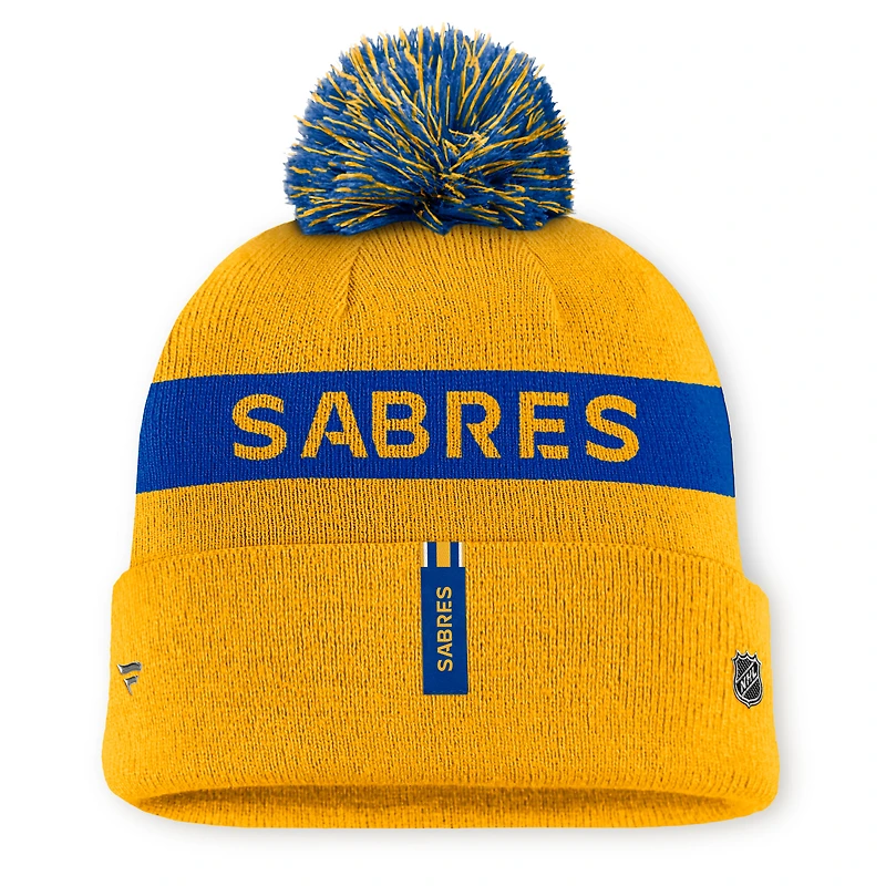 Women's Fanatics Gold/Royal Buffalo Sabres Authentic Pro Rink Cuffed Knit Hat with Pom