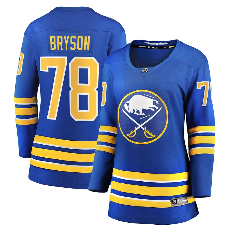 Maillot de joueur échappé à domicile des Royal Buffalo Sabres Jacob Bryson Fanatics pour femmes