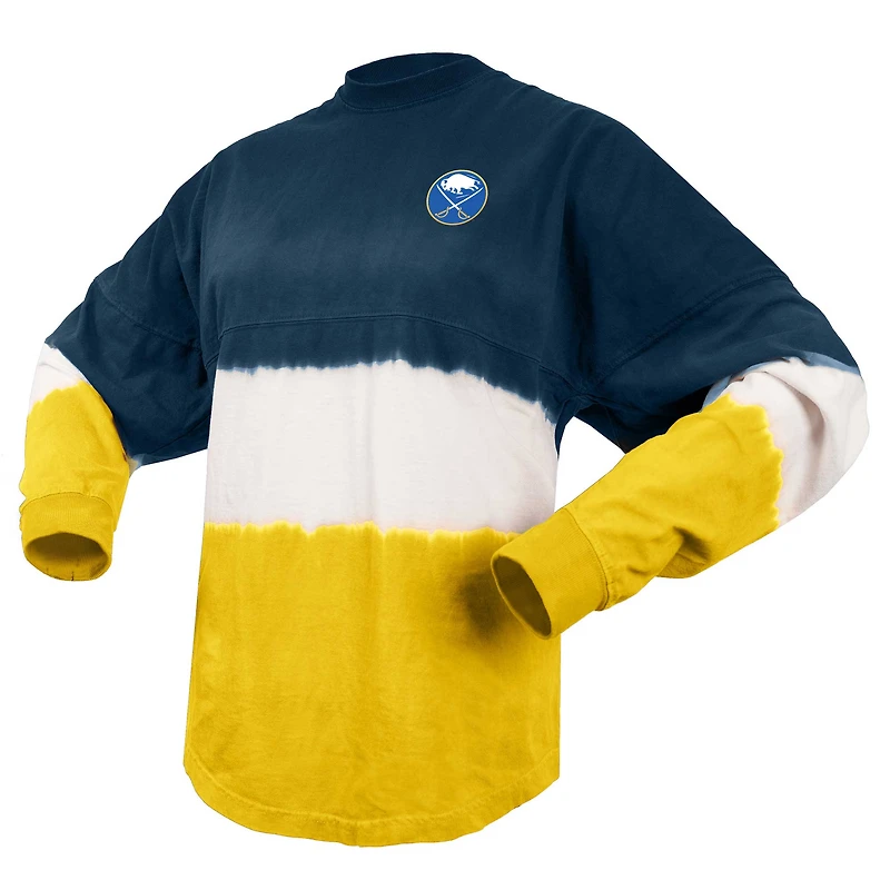 T-shirt à manches longues ombré Fanatics Navy/Gold Buffalo Sabres pour femmes