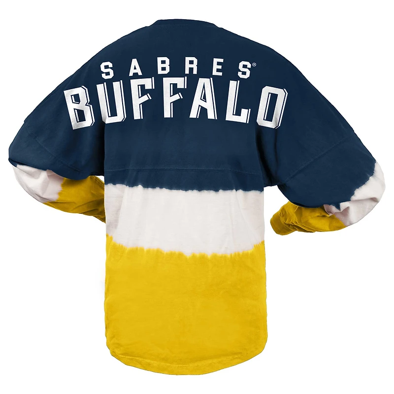 T-shirt à manches longues ombré Fanatics Navy/Gold Buffalo Sabres pour femmes