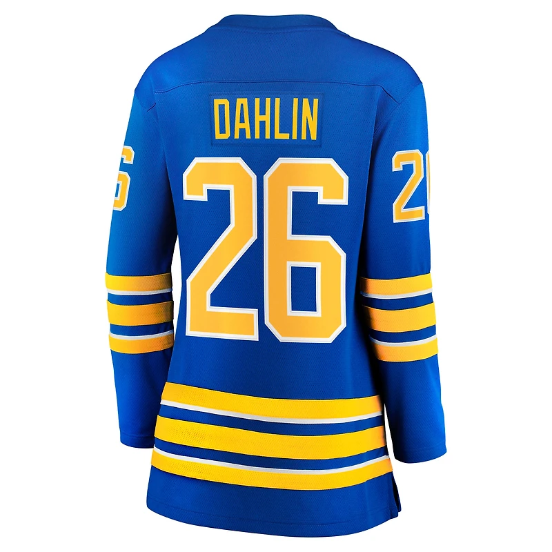 Maillot de l'équipe féminine Fanatics Rasmus Dahlin Royal Buffalo Sabres Home Captain Patch Breakaway