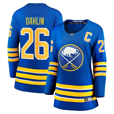 Maillot de l'équipe féminine Fanatics Rasmus Dahlin Royal Buffalo Sabres Home Captain Patch Breakaway