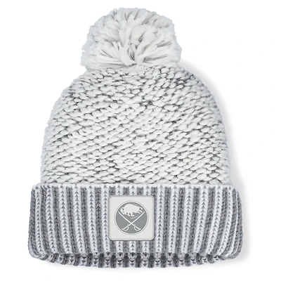 Women's Fanatics White/Gray Buffalo Sabres Fundamental Mist Cuffed Knit Hat with Pom