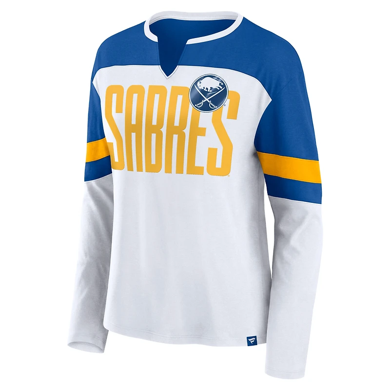 T-shirt à manches longues et col cranté pour femme Fanatics Buffalo Sabres Frozen blanc/royal