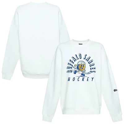 Women's Hype and Vice White Buffalo Sabres Action Mascot Oversized Sweatshirt
