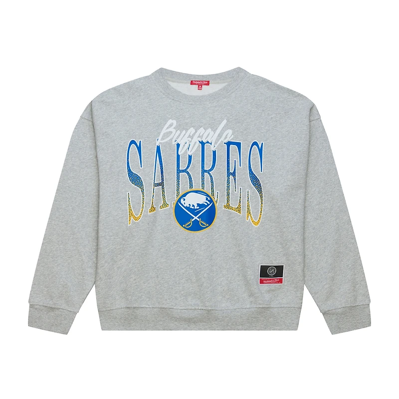 Women's Mitchell & Ness  Heather Gray Buffalo Sabres Hockey Night Sweatshirt