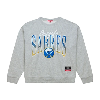 Women's Mitchell & Ness  Heather Gray Buffalo Sabres Hockey Night Sweatshirt