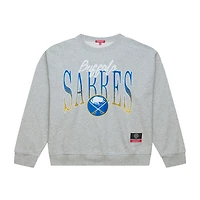 Women's Mitchell & Ness  Heather Gray Buffalo Sabres Hockey Night Sweatshirt