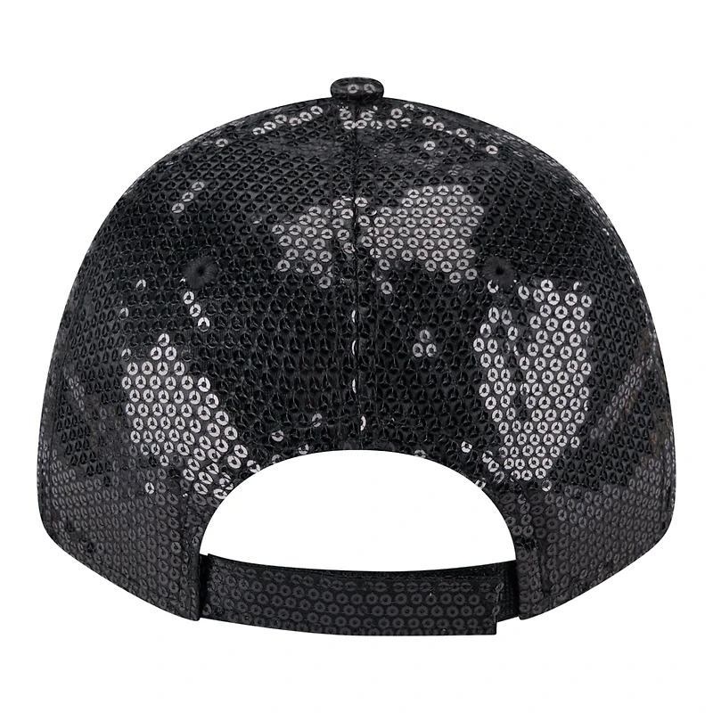 Casquette ajustable New Era pour femme, modèle Buffalo Sabres noir à paillettes 9FORTY