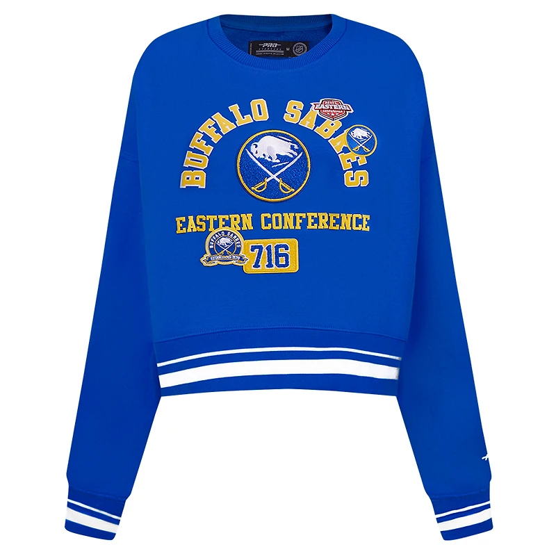 Women's Pro Standard  Royal Buffalo Sabres Area Code Cropped Pullover Sweatshirt