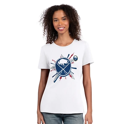 Women's Starter White Buffalo Sabres Americana Fireworks T-Shirt