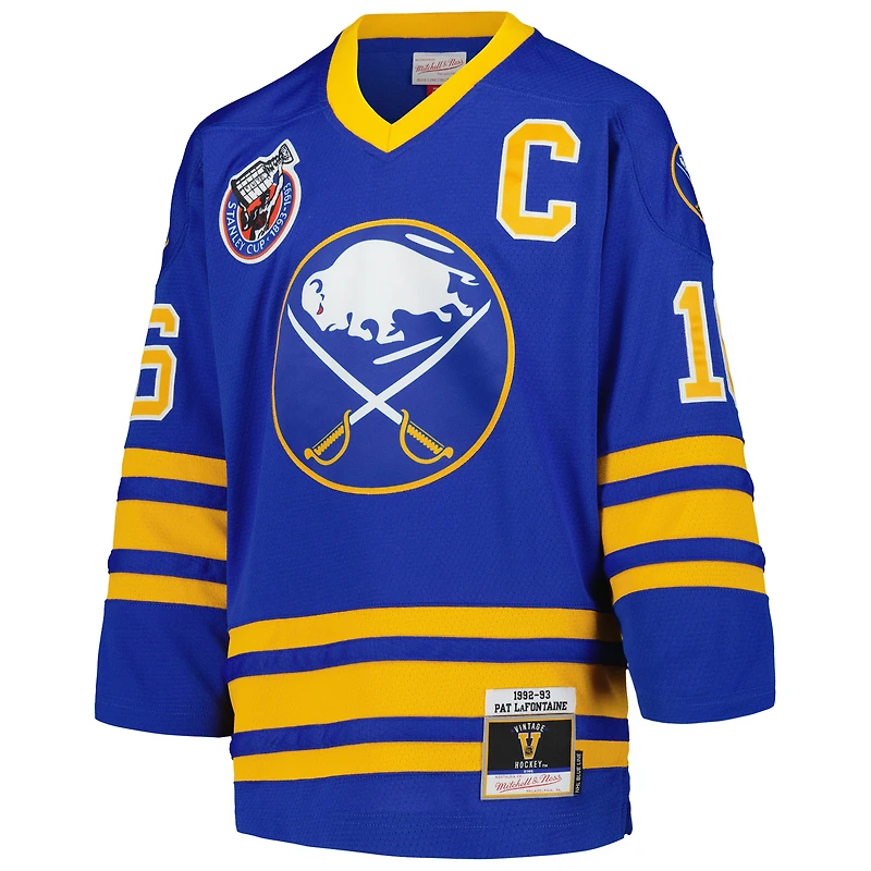 Youth Mitchell & Ness Pat LaFontaine Royal Buffalo Sabres 1992 Blue Line Player Jersey