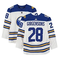 Zemgus Girgensons Buffalo Sabres Practice-Used #28 White adidas Jersey vs. New York Rangers on January 1, 2018 - NHL Winter Classic - Worn During Warm-Ups