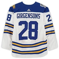 Zemgus Girgensons Buffalo Sabres Practice-Used #28 White adidas Jersey vs. New York Rangers on January 1, 2018 - NHL Winter Classic - Worn During Warm-Ups