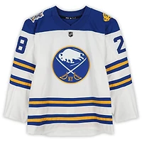 Zemgus Girgensons Buffalo Sabres Practice-Used #28 White adidas Jersey vs. New York Rangers on January 1, 2018 - NHL Winter Classic - Worn During Warm-Ups