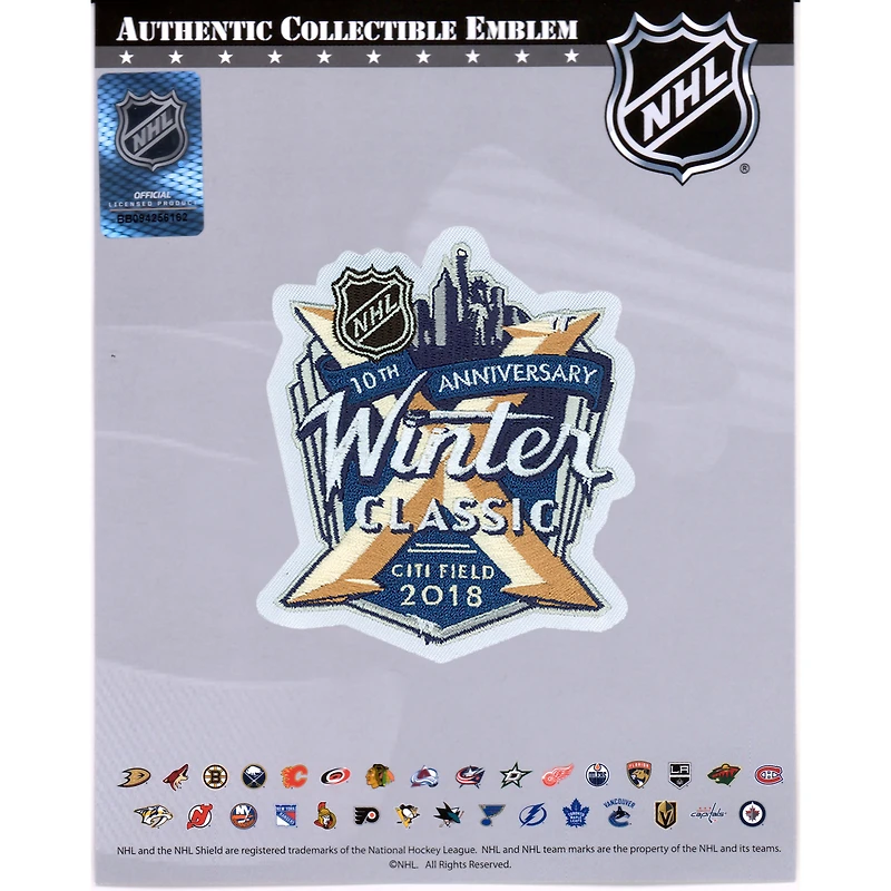 Écusson de maillot de l'emblème national de la Classique d'hiver de la LNH 2018 des Sabres de Buffalo contre les Rangers de New York