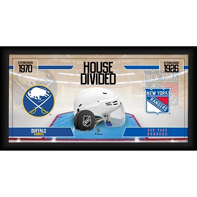 Collage de hockey encadré de 10" x 20" des Sabres de Buffalo contre les Rangers de New York