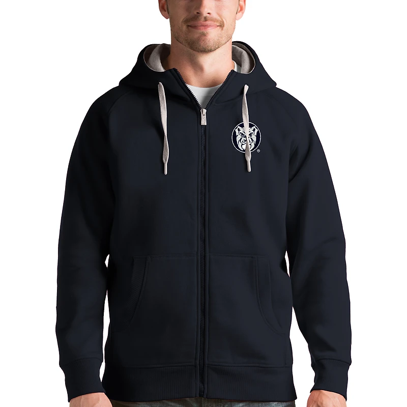 Sweat à capuche zippé Victory pour homme, couleur charbon de bois, des Butler Bulldogs d'Antigua