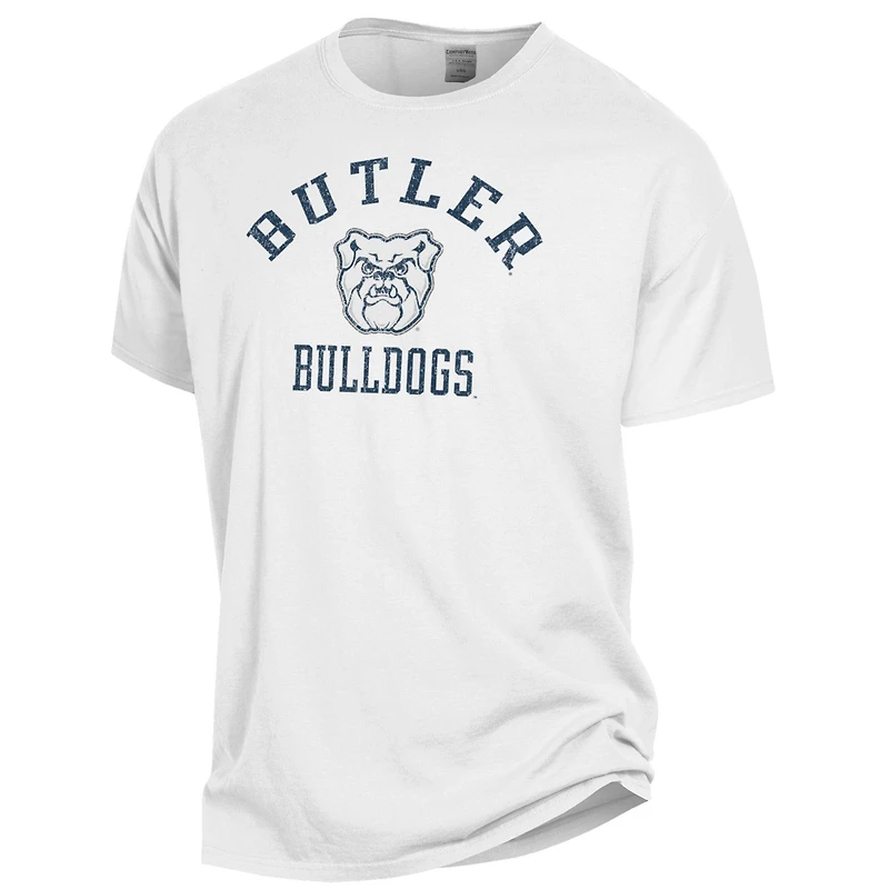 T-shirt blanc ComfortWash pour homme avec logo Butler Bulldogs Arch, teint en pièce