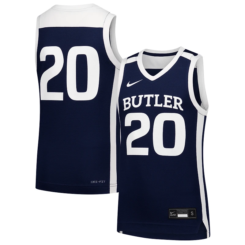 Maillot de basket-ball réplique Nike #20 Navy Butler Bulldogs pour jeunes