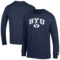 Men's Champion  Navy BYU Cougars Arch Over Logo Long Sleeve T-Shirt