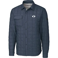 Veste Cutter & Buck Anthracite pour homme BYU Cougars Rainier Eco Insulated PrimaLoft à boutons-pression