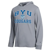 Men's Champion  Heather Gray BYU Cougars High Motor All-Star Long Sleeve Hooded T-Shirt