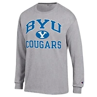 Men's Champion Heather Gray BYU Cougars High Motor Long Sleeve T-Shirt