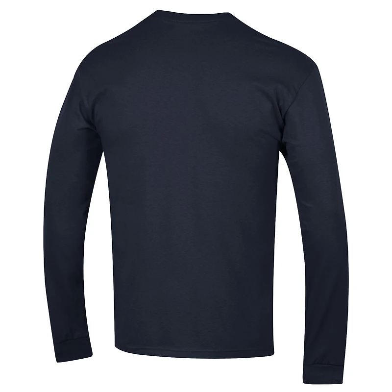 Men's Champion  Navy BYU Cougars Arch Over Logo 2-Hit Long Sleeve T-Shirt