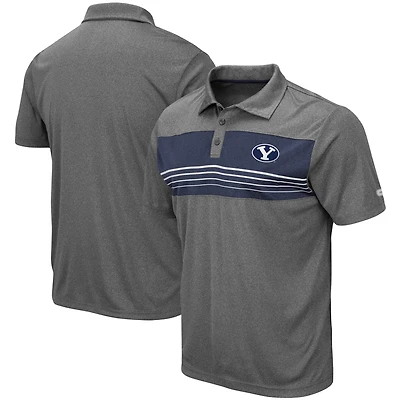 Men's Colosseum Heathered Charcoal BYU Cougars Smithers Polo
