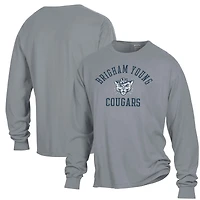 Men's ComfortWash Gray BYU Cougars Arch Logo Garment Dyed Long Sleeve T-Shirt