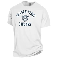 T-shirt blanc ComfortWash pour homme avec logo BYU Cougars Arch, teint en pièce