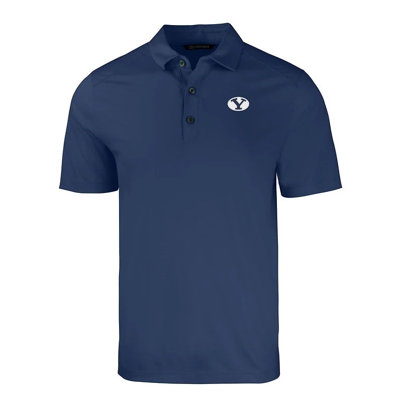 Men's Cutter & Buck Heather Navy BYU Cougars Big Tall Forge Eco Stretch Recycled Polo