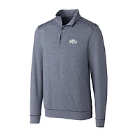 Veste demi-zippée Shoreline pour homme, couleur bleu marine chiné, Cutter & Buck, BYU Cougars, grande taille