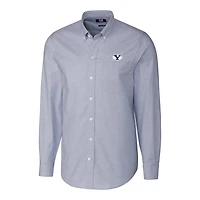 Chemise à manches longues boutonnée Cutter & Buck bleu clair BYU Cougars pour homme, grande taille, en tissu Oxford stretch.
