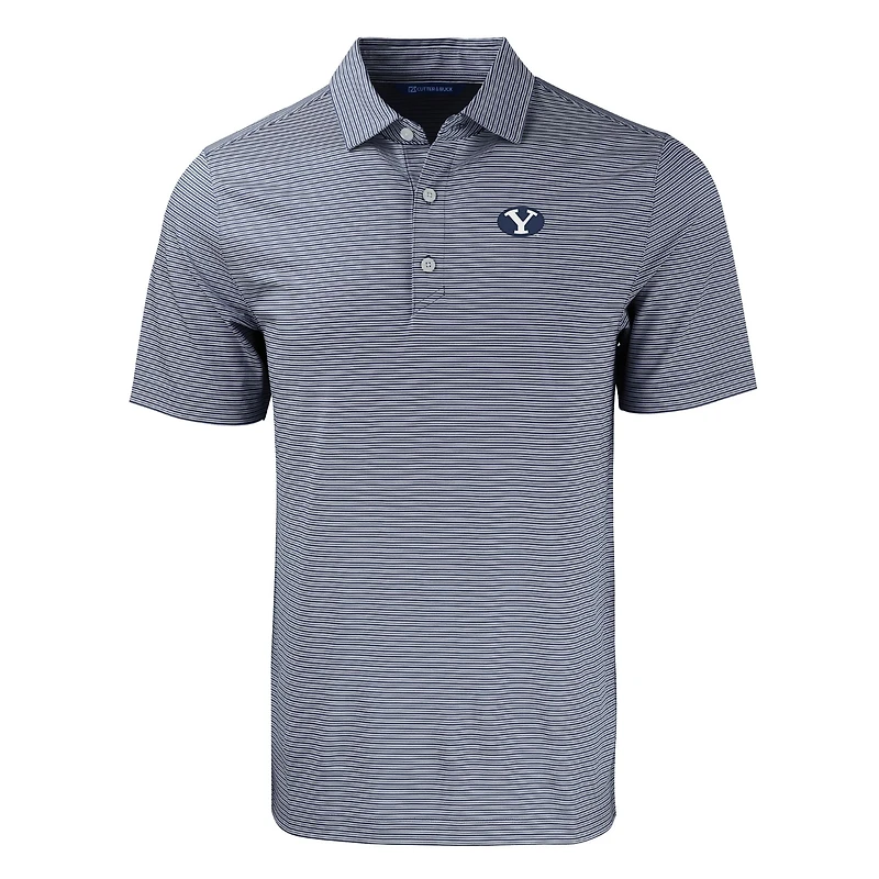 Polo recyclé extensible à double rayure Forge Eco pour homme, bleu marine/blanc, des Cougars de BYU, taille grande et