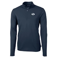 Men's Cutter & Buck Navy BYU Cougars Big Tall Virtue Eco Pique Recycled Quarter-Zip Pullover Top