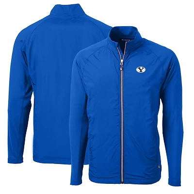 Veste zippée intégrale Cutter & Buck Royal BYU Cougars pour homme, grandes tailles, en maille écologique hybride recyclée.