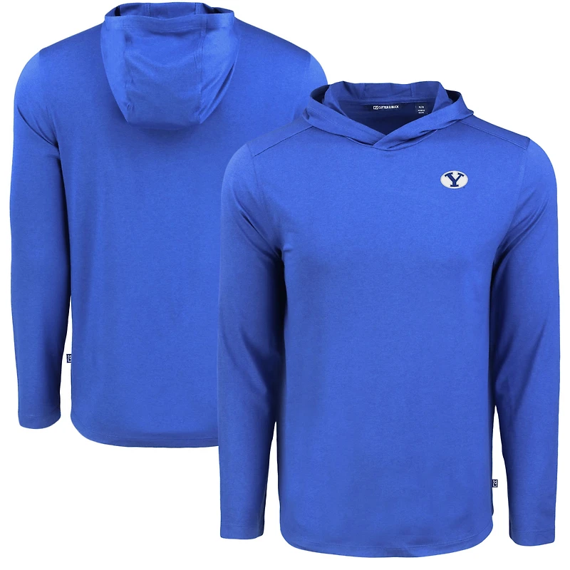 Men's Cutter & Buck Royal BYU Cougars Coastline Epic Comfort Eco Recycled Long Sleeve Hoodie T-Shirt