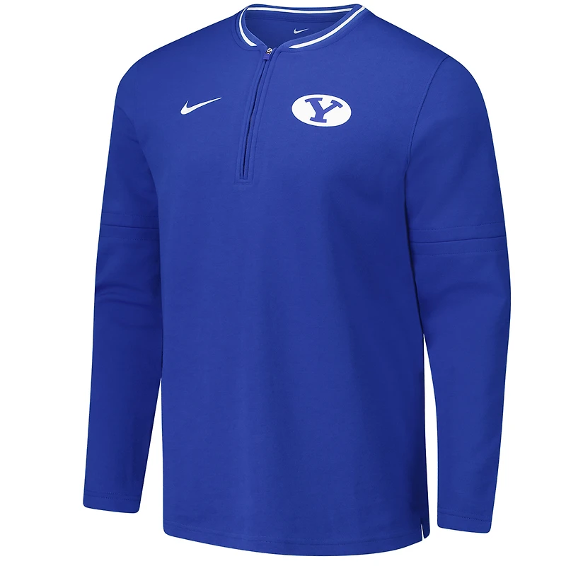 Veste Nike Royal BYU Cougars Coaches à quart de zip pour homme