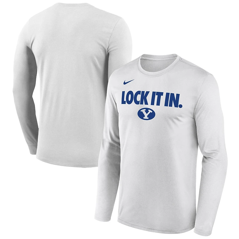 Men's Nike White BYU Cougars 2026 On-Court Bench Long Sleeve T-Shirt