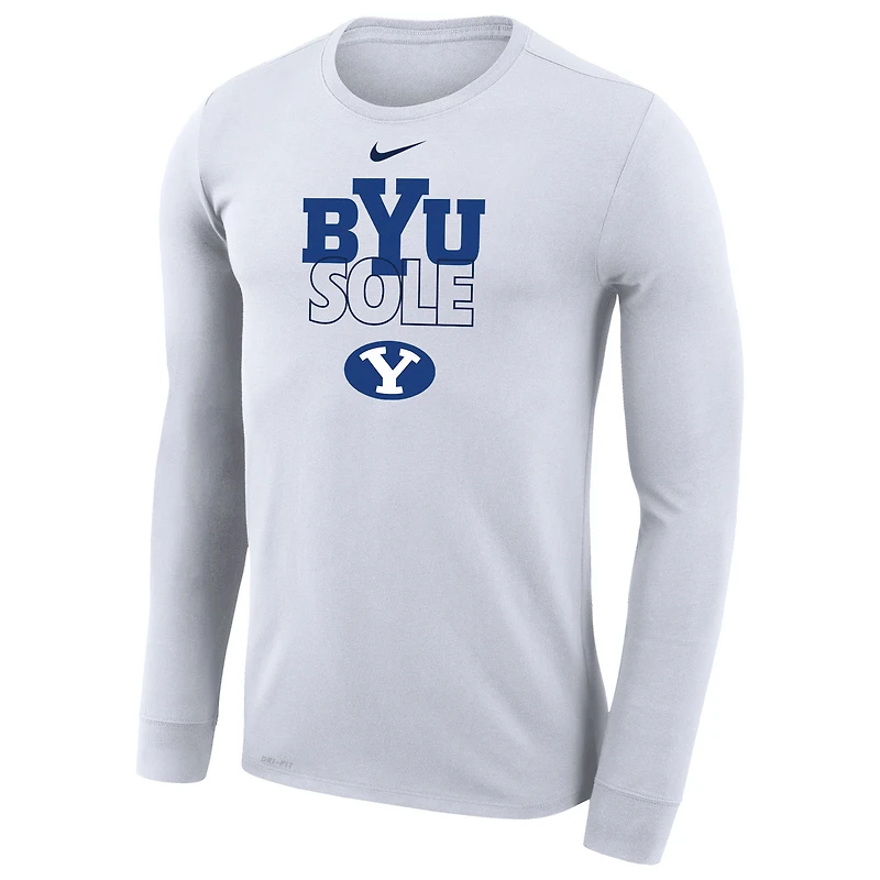 T-shirt à manches longues Nike BYU Cougars 2023 On Court Bench blanc