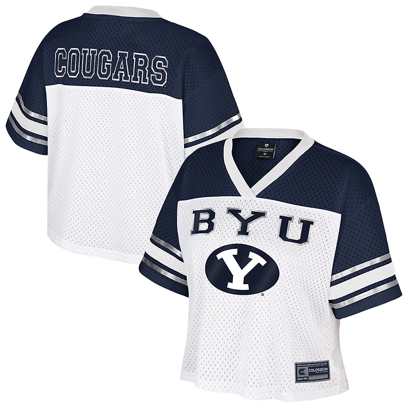 Maillot de football court blanc Colosseum Treasure pour femme des Cougars BYU