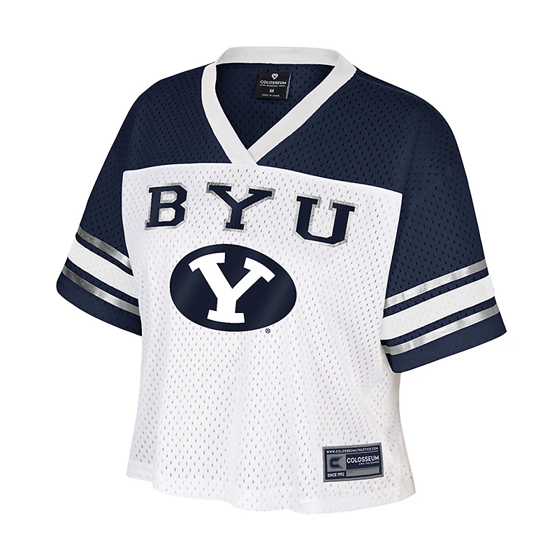 Maillot de football court blanc Colosseum Treasure pour femme des Cougars BYU