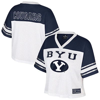 Maillot de football court blanc Colosseum Treasure pour femme des Cougars BYU