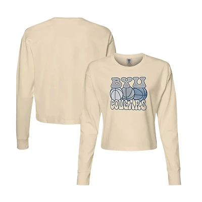 T-shirt court à manches longues pour femmes, couleurs naturelles BYU Cougars Comfort Colors