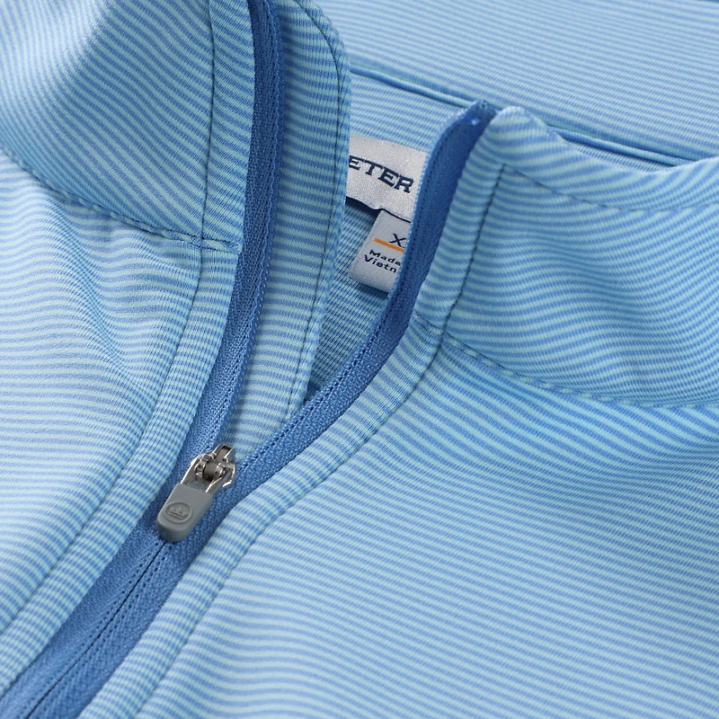 Pull à col zippé Peter Millar Blue Cadillac Championship Perth Sugar Stripe Performance pour homme