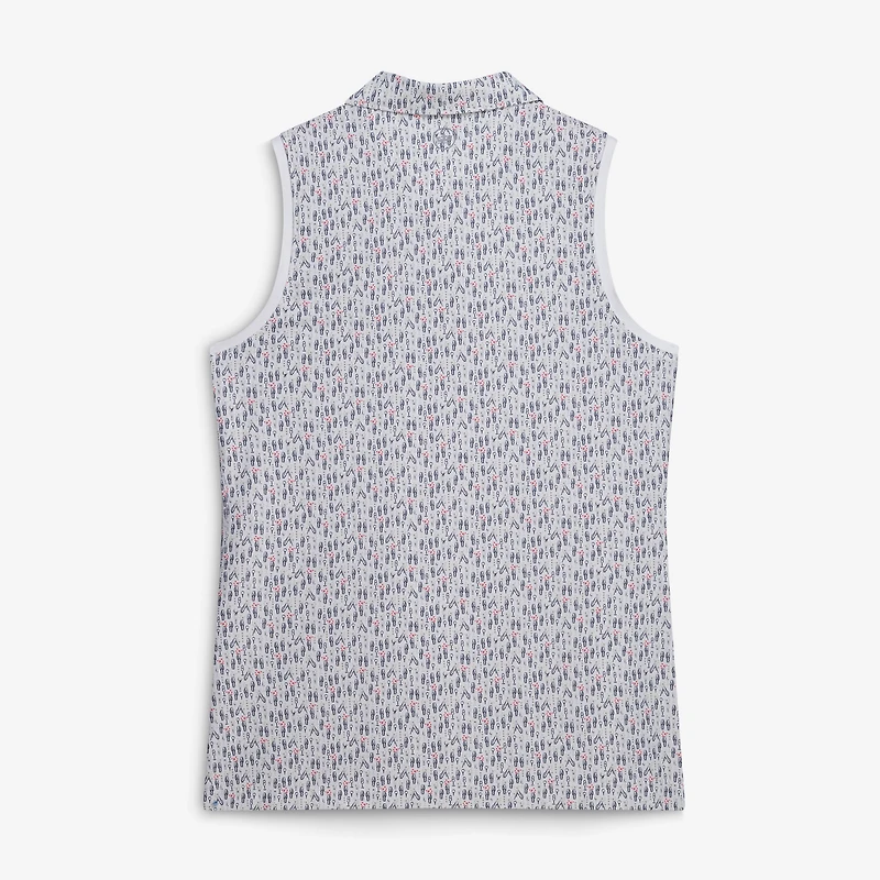 Polo sans manches Peter Millar Gray Cadillac Championship Poppies Play Sport Banded Mesh pour femme